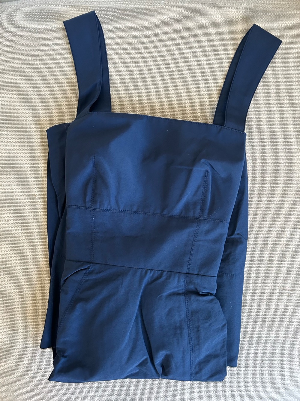 La Ligne Myrtle Midi Dress Midnight Navy Blue A Line French Classic - Picture 5 of 11